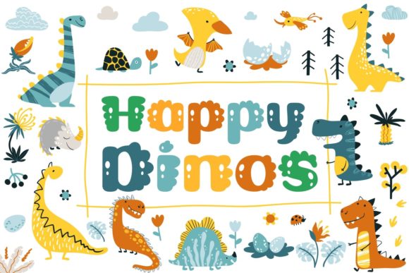 Happy Dinos: A Playful Display Typeface for Editorial Joy